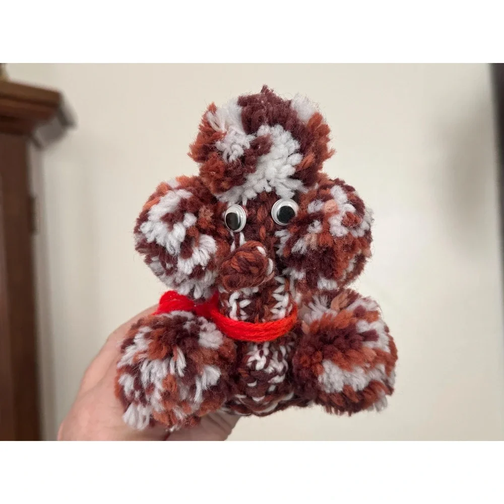 Vintage Brown and White Crocheted Poodle Soap Holder | Kitschy Knitted Dog